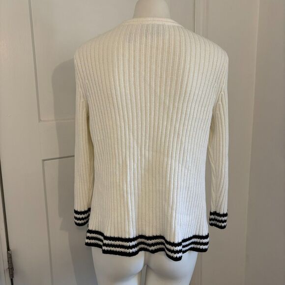 First Issue Liz Claiborne Size Medium Ribbed Gingham Ribbon Preppy Cardigan - Picture 2 of 7